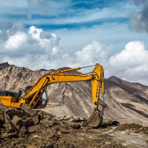 Road construction repair in mountains Himalayas. Ladakh, India